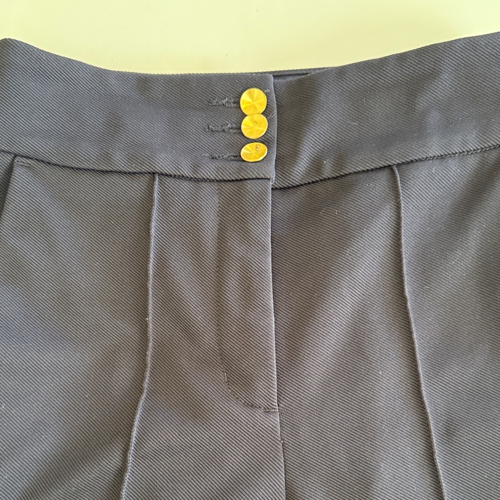 Express Wide Leg Pants in Navy with Gold Buttons - Picture 2 of 6